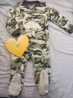 Carter's - 2T - Camouflage Dinosaur Fleece Onesie Sleeper